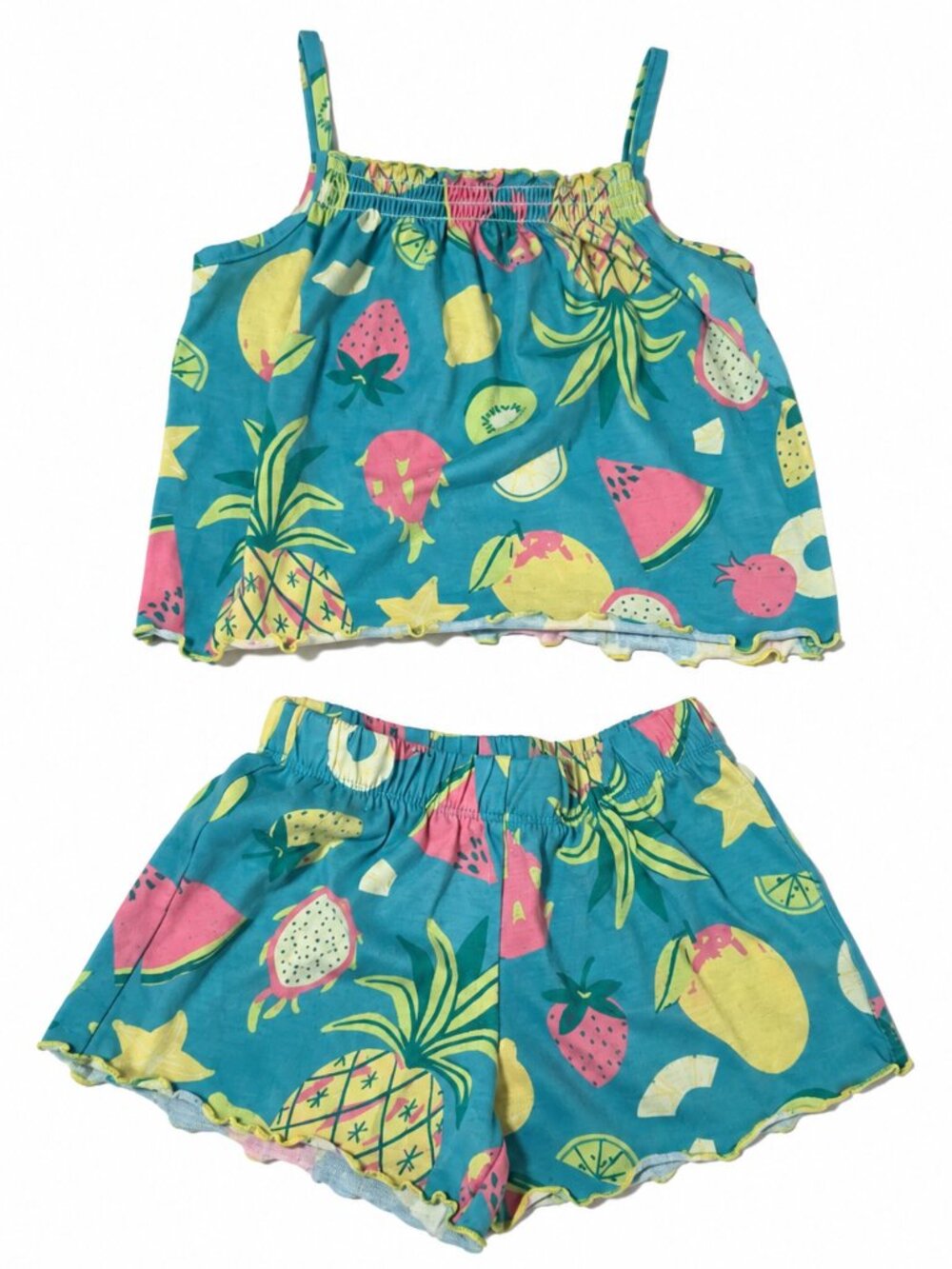Cat & Jack Girls Tropical Fruit Pajama Set Shorts Tank XS 4/5